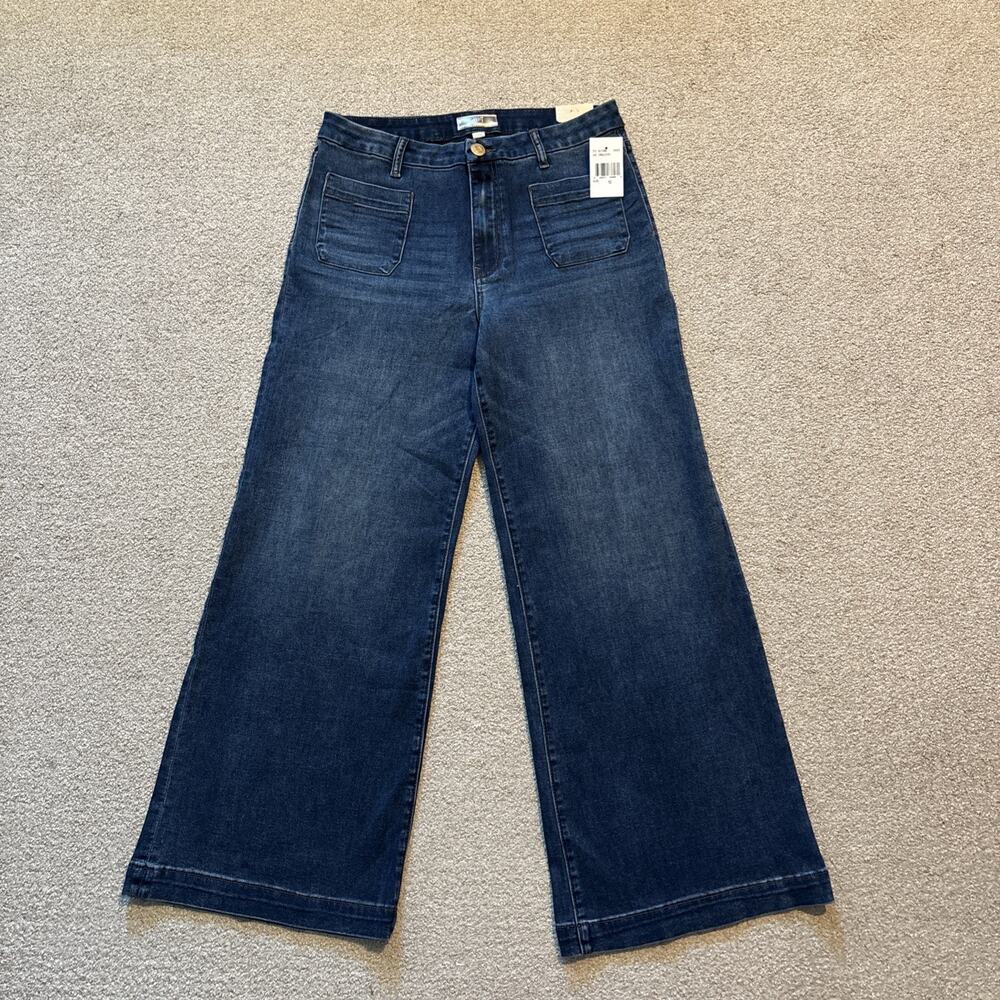 KUT From The Kloth Meg Wide Leg High Rise Jeans Blue Front Pockets Size 10
